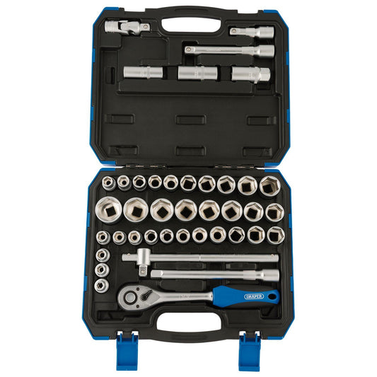 Draper 82136 1/2In Sq Dr Combined mm/AF Socket Set 41 Piece