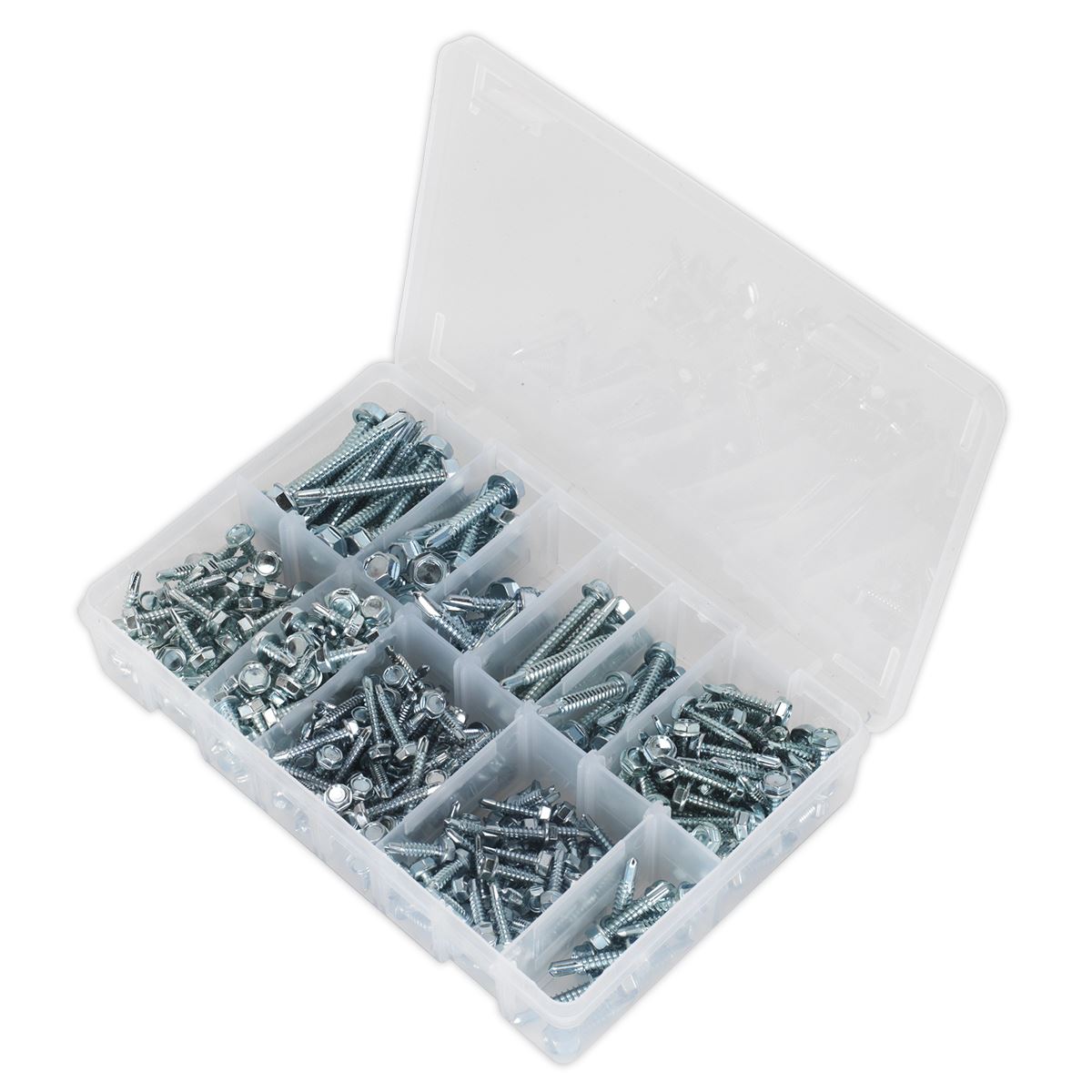 Sealey Self Drilling Screw Assortment 410pc Hex Head Zinc AB061SDH