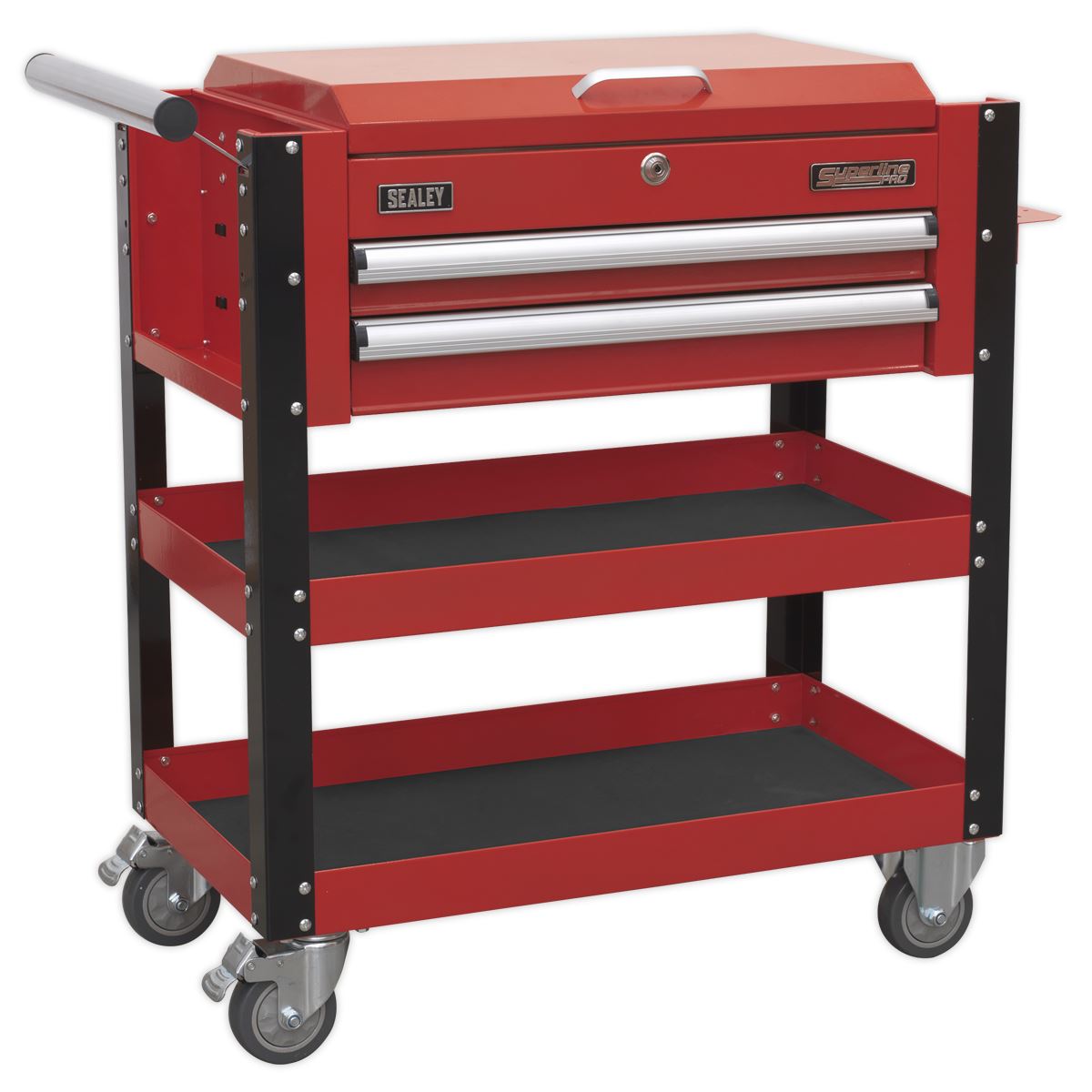 Sealey HD Mobile Tool & Parts Trolley 2 Drawer & Locking Top - Red AP760M