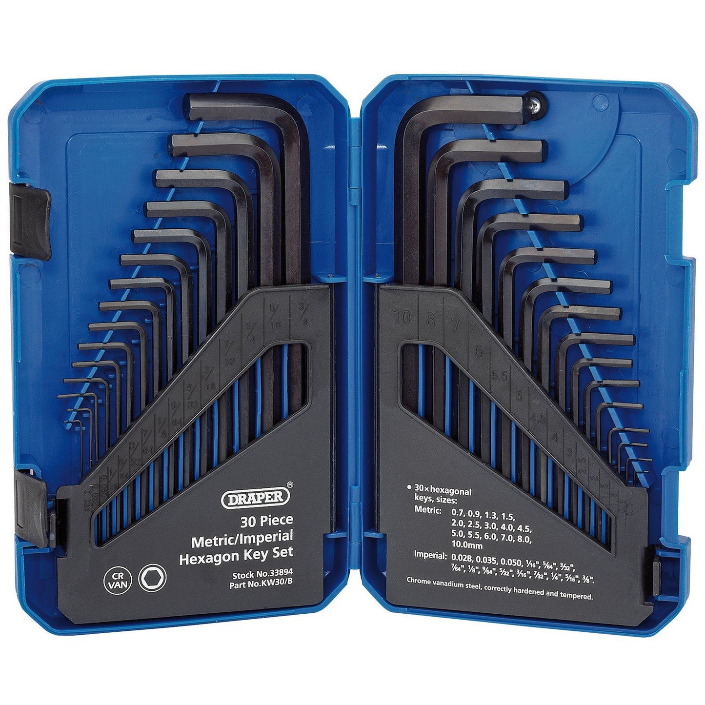 Draper Metric Imperial Allen Allan Alan Hex Key Set Long Pattern Hexagon KW30/B - 33894