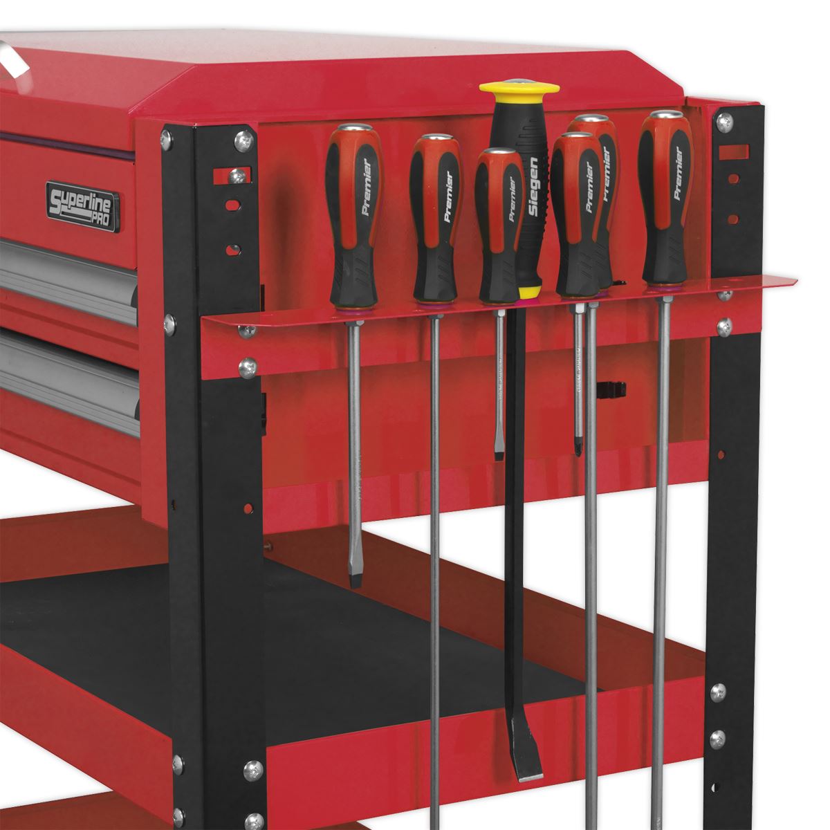 Sealey HD Mobile Tool & Parts Trolley 2 Drawer & Locking Top - Red AP760M