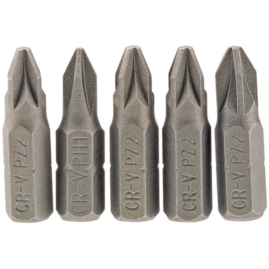 1x Pack Of 5 Draper No. 2 1/4" Hex PZ Type Insert Bit - 25mm Long - 64015