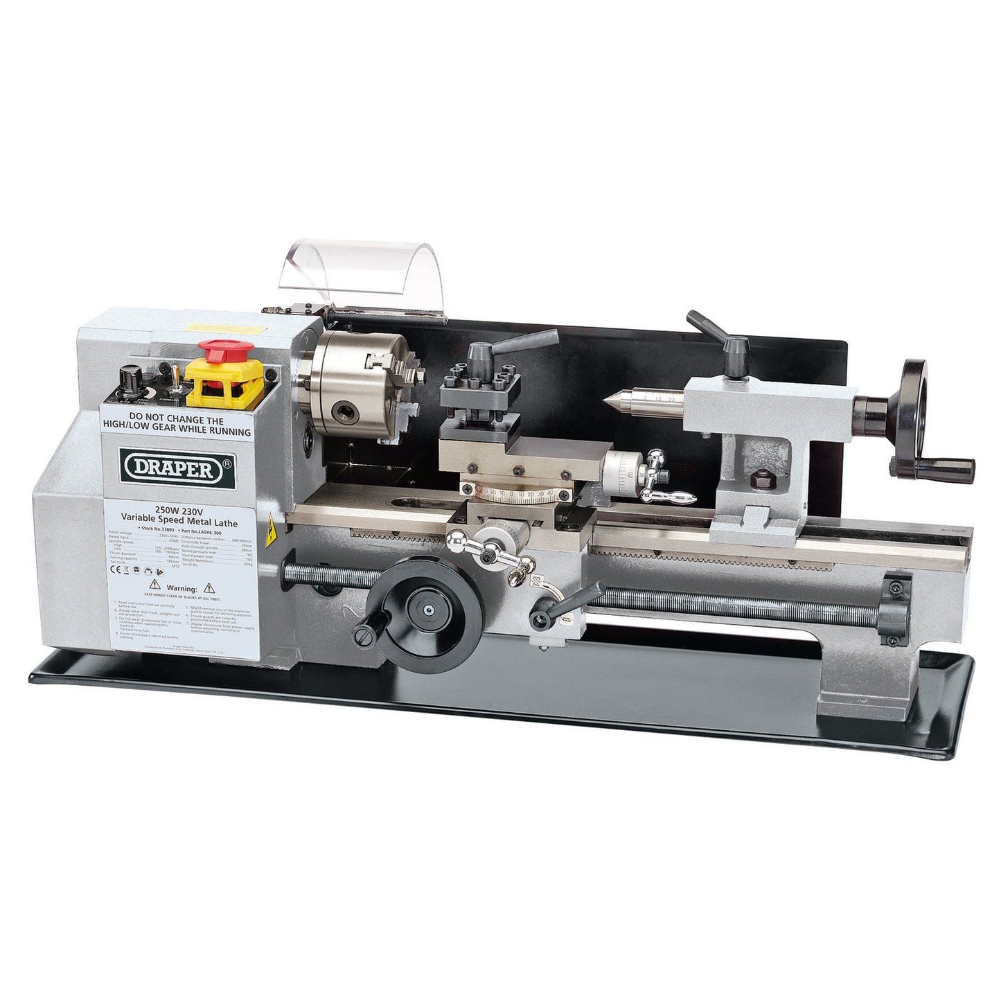 Draper LATHE-300 250W Variable Speed Metal Work Lathe + Scales + Variable Speed - 33893