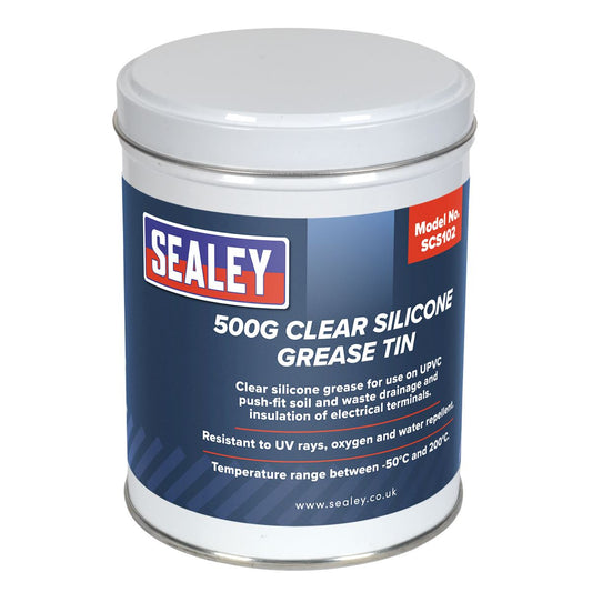 Sealey Silicone Clear Grease 500g Tin SCS102