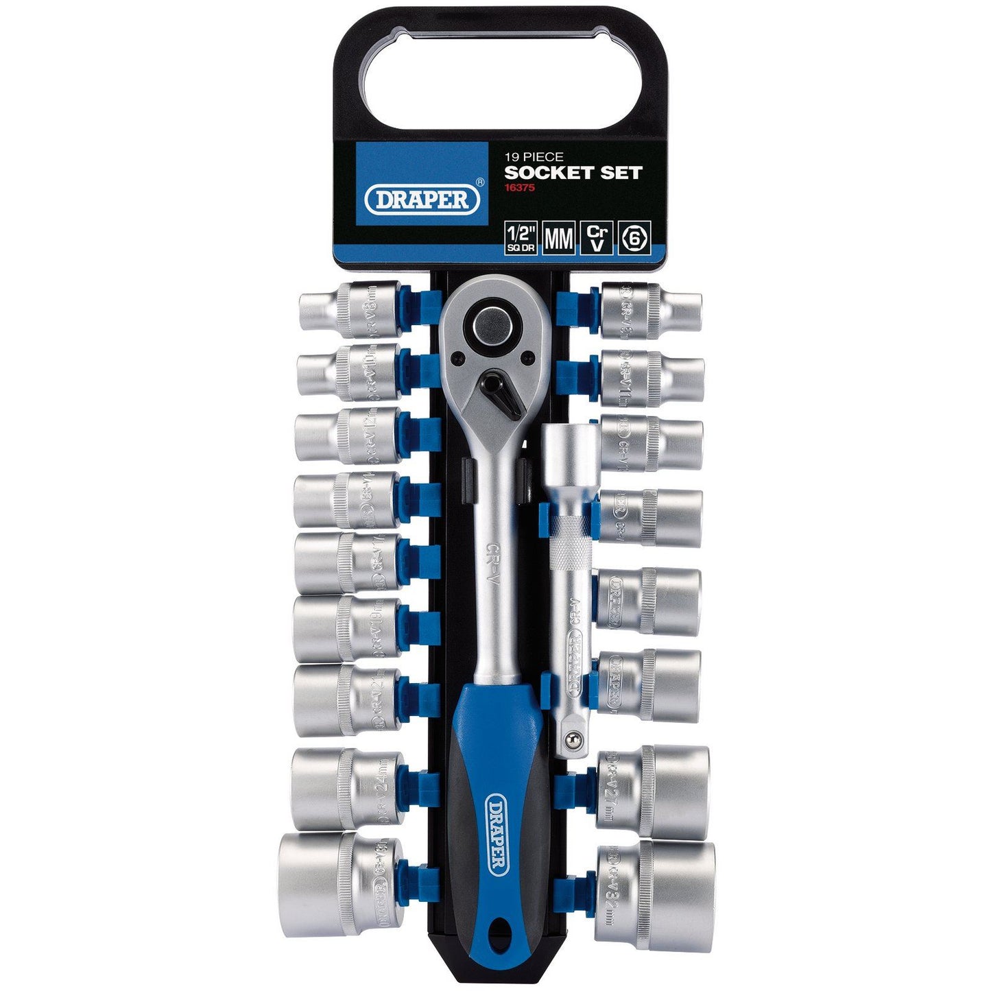 Draper 1/2" Sq. Dr. Metric Socket and Ratchet Set (19 Piece) - 16375