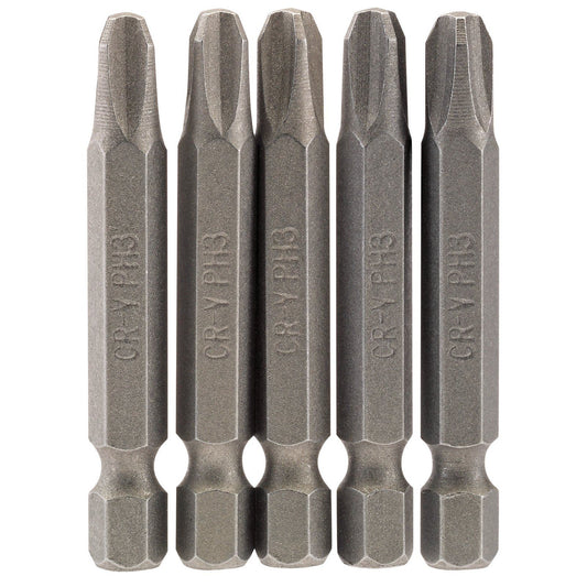 1x Pack Of 5 Draper No. 3 1/4" Hex Cross Slot Insert Bit - 50mm Long - 64290