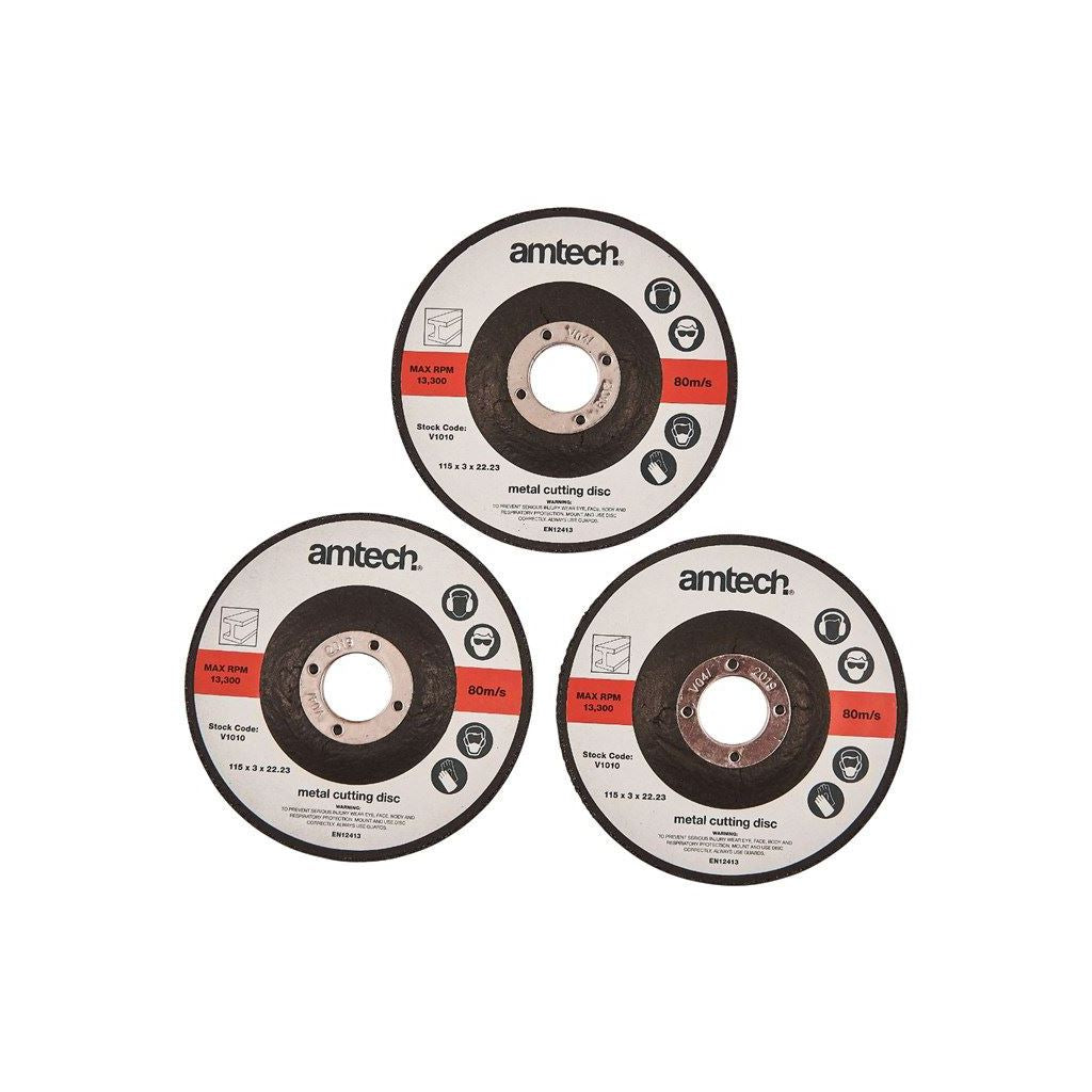 Amtech 3 Piece 115mm Metal Cutting Disc - V1010