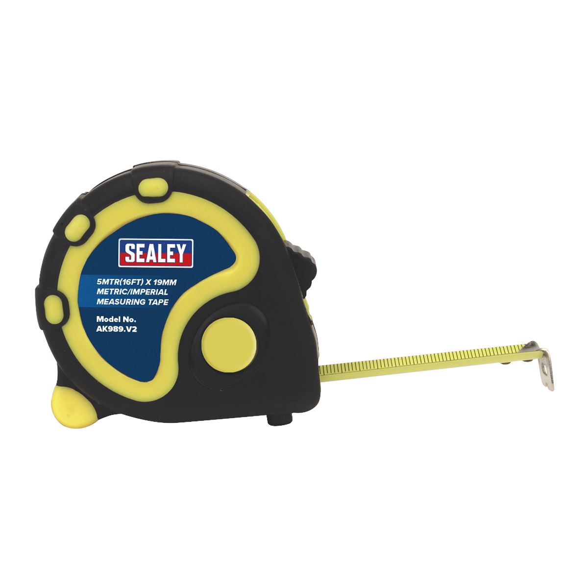 Sealey Rubber Tape Measure 5m(16ft) x 19mm Metric/Imperial Display AK98912