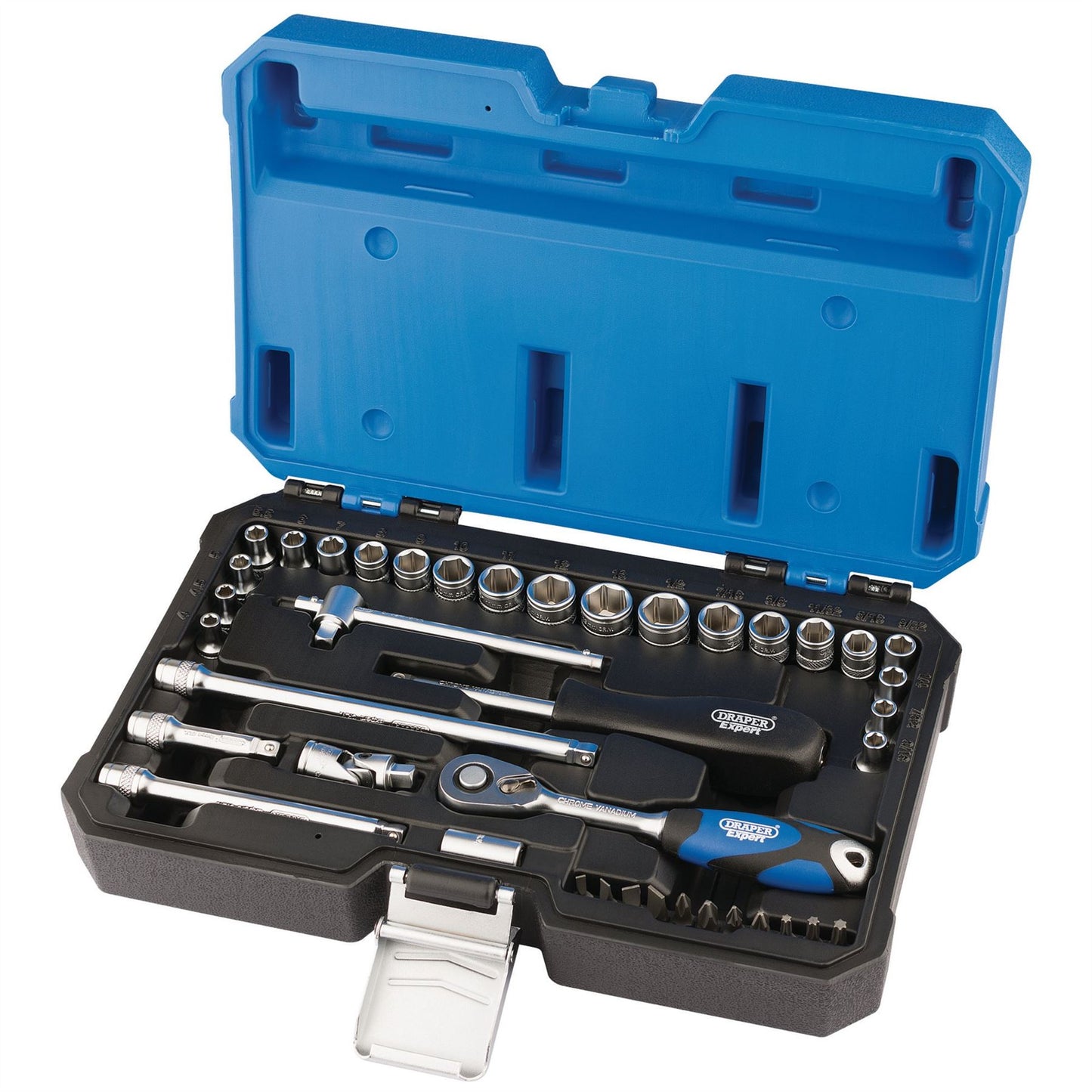 Draper 16445 Combined Socket Set 1/4" Square Drive mm/AF (40 Piece)