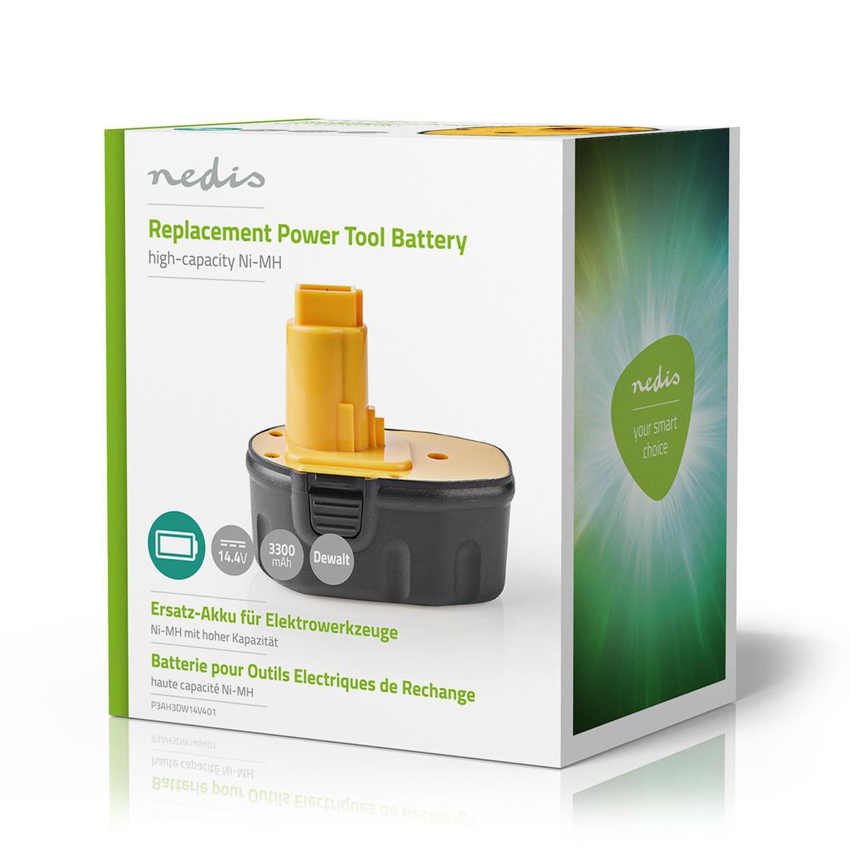 Nedis Power Tool Battery Ni-MH 14.4V 3.3Ah 47.52Wh Replacement for Dewalt