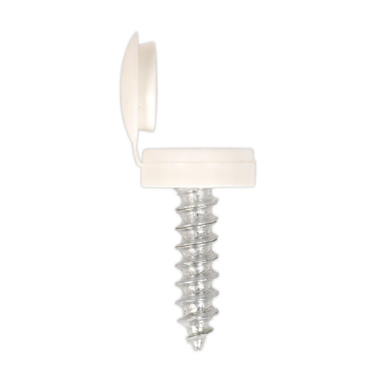 Sealey Numberplate Screw with Flip Cap 4.2 x 19mm White Pk of 50 NPW50