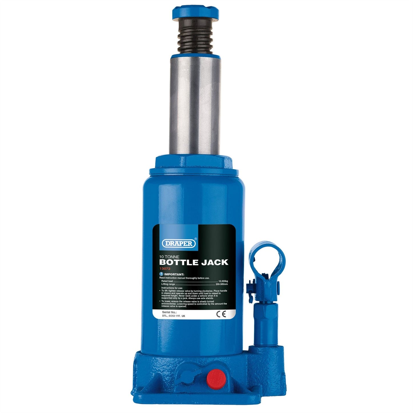 Draper 13072 Hydraulic Bottle Jack 10 Tonne Car Van Lorry Jack