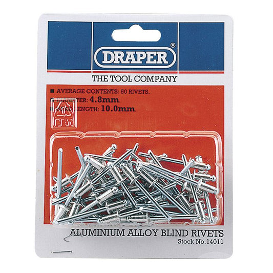 Draper 50 x 4.8mm x 10mm Blind Rivets - 14011