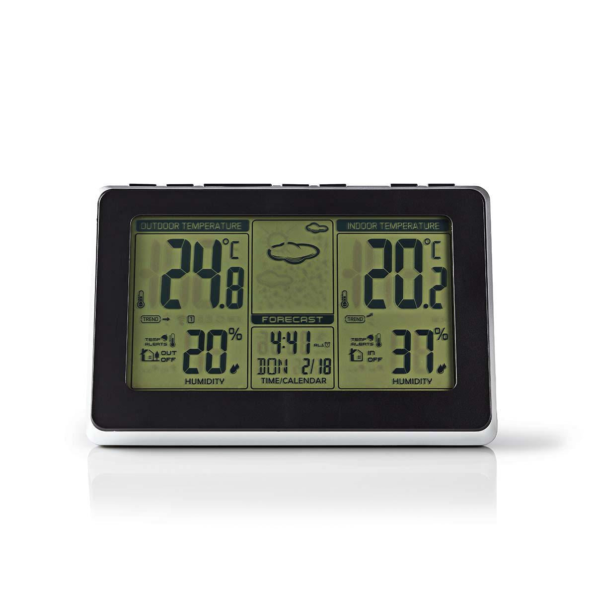 Nedis Weather Station Wireless sensor Alarm clock Weather Forecast - WEST400BK