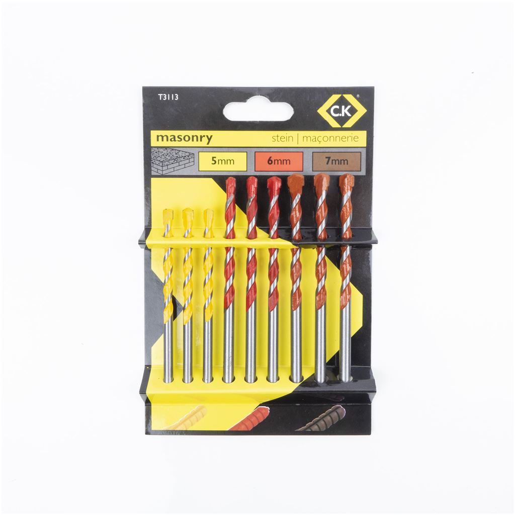 CK Tools Masonry Colour Drill Bit Set of 9 T3113