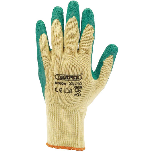 Draper Green Heavy Duty & Latex Coated Work Gloves - Extra Large - Multipurpose - 82604