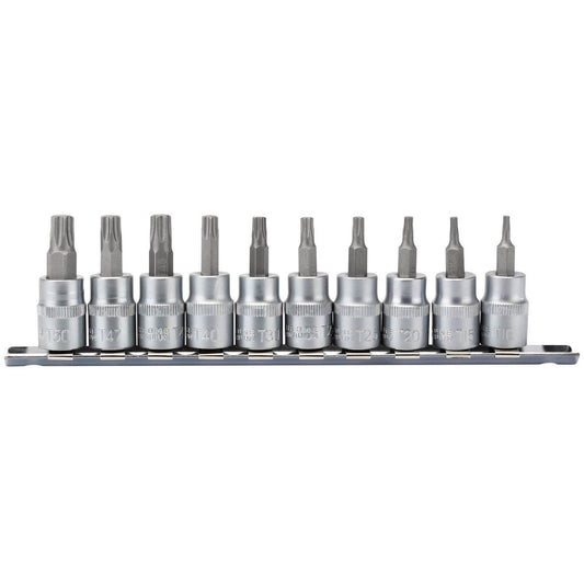 Draper Expert 3/8" Square Drive 48mm Long Tx Star Socket Bit Set (10 Piece) - 16309