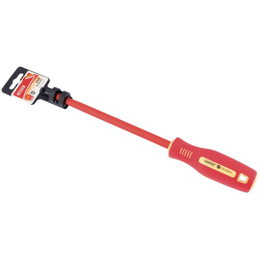 Draper 8mm x 200mm Fully Insulated Plain Slot Screwdriver. (Display Packed) - 54272