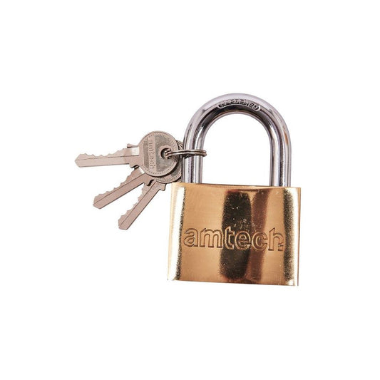 63mm Heavy Duty Brass Padlock 3 Keys Strong Durable Lock Locker Chest Shed Gate - T1400C