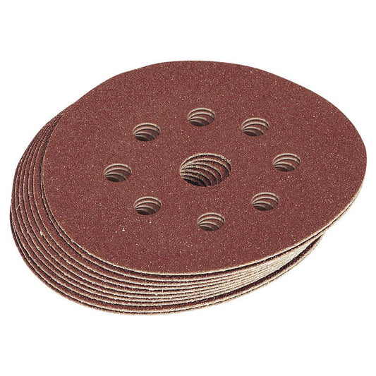 Draper 10x 125mm Assorted Grit Hook and Loop Sanding Discs Professional Tool - 63372