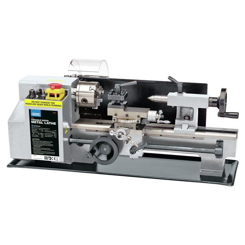 Draper LATHE-300 250W Variable Speed Metal Work Lathe + Scales + Variable Speed - 33893