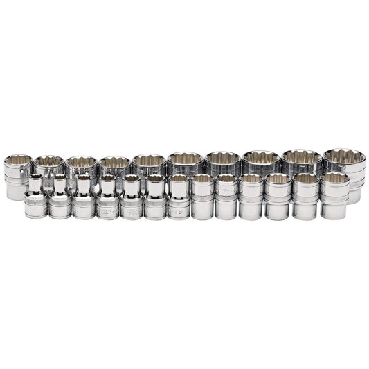 Draper 34561 1/2" Square Drive Loose Metric Polished Chrome Sockets (23 piece)