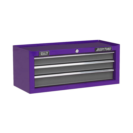 Sealey Mid-Box 3 Drawer with Ball-Bearing Slides - Purple/Grey AP22309BBCP