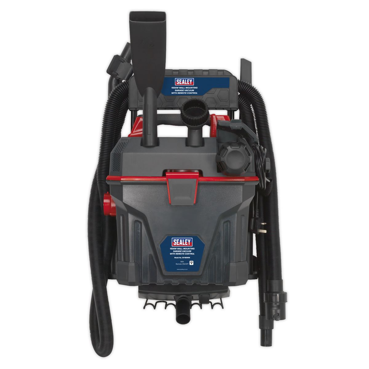 Sealey Garage Vacuum 1500W with Remote Control - Wall Mounting GV180WM