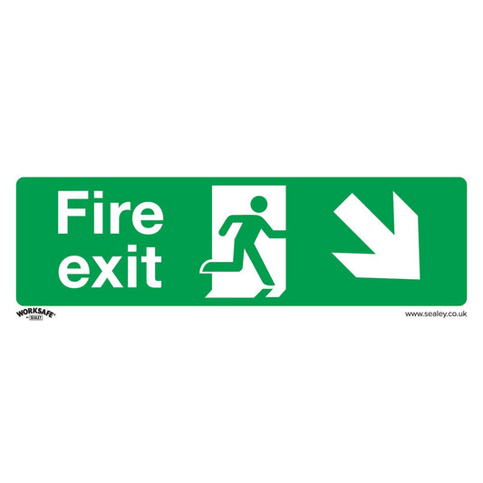 Sealey Safety Sign - Fire Exit (Down Right) - Self-Adh. - Pk of 10 SS36V10