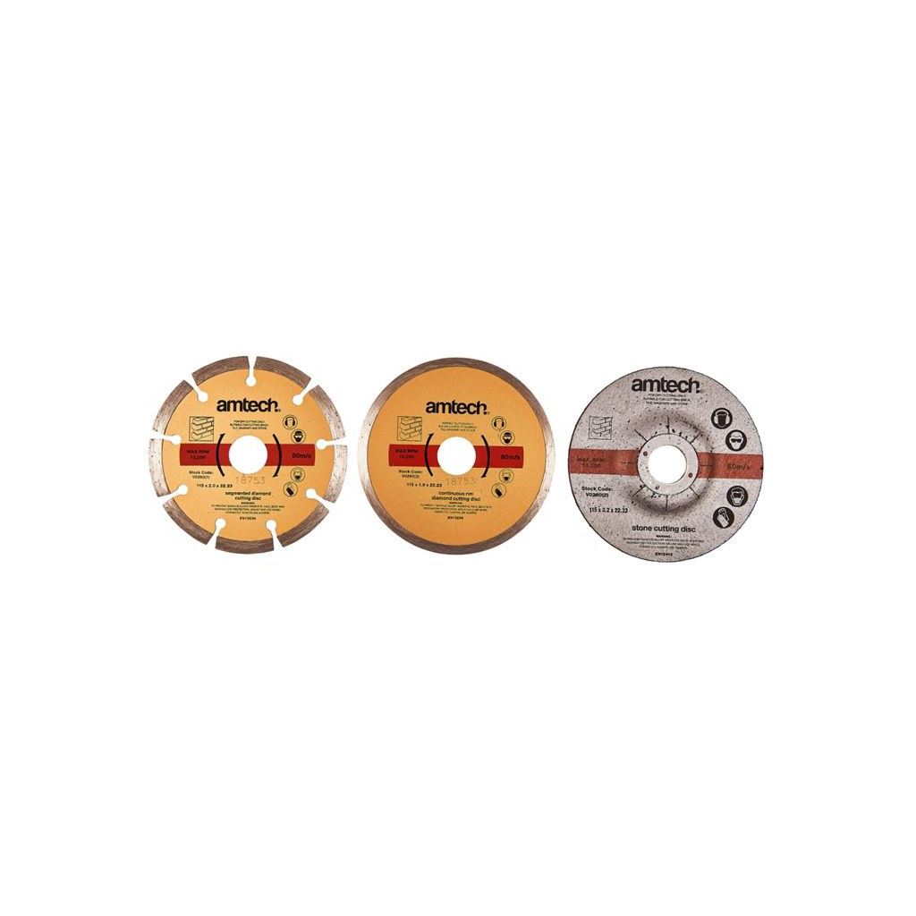 3 Piece Diamond & Cut Off Blade Set Segmented Stone Rim Continuous Disc Kit Saw - V0260