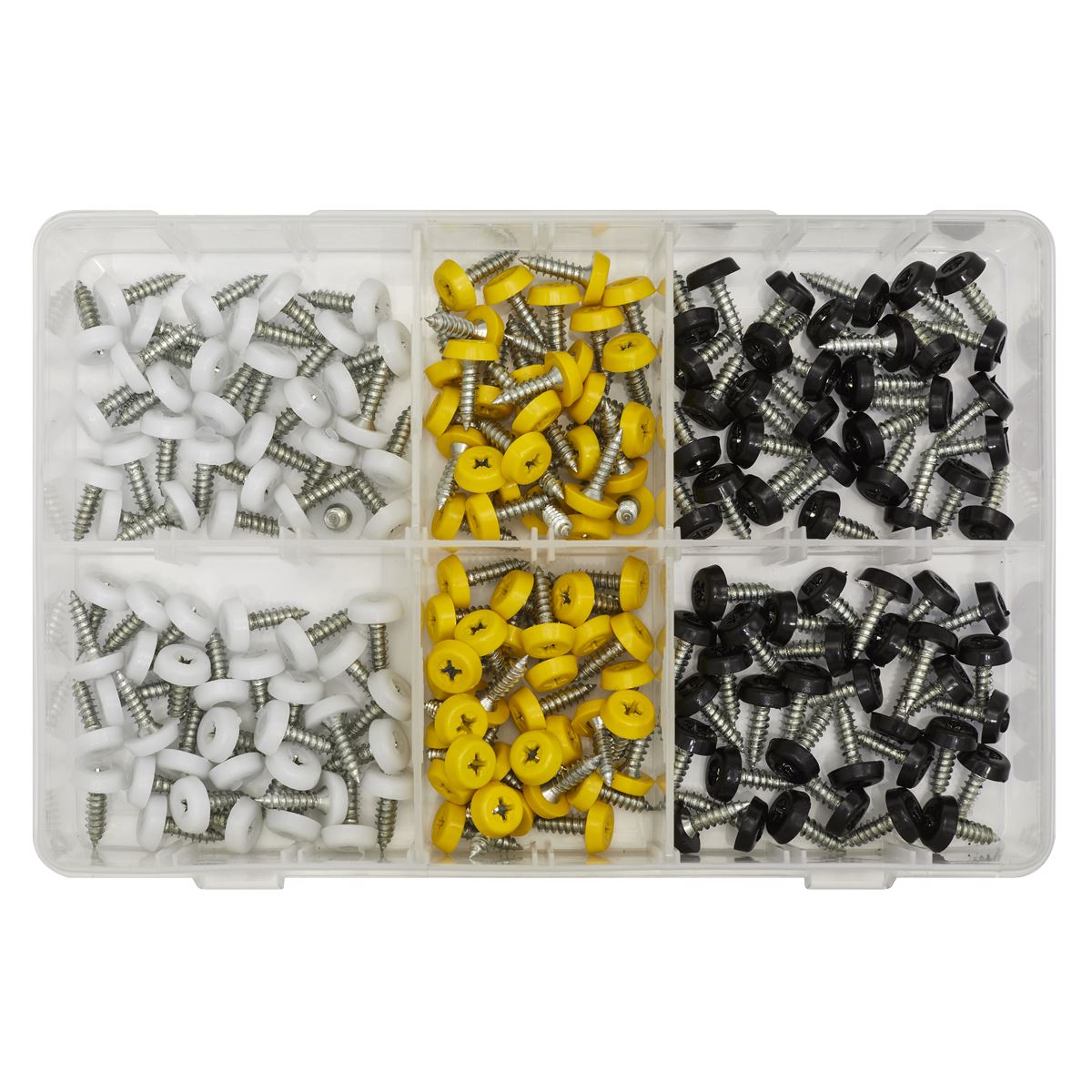 Numberplate Screw Assortment 195pc 4.8mm x 18mm - Plastic Enclosed Head AB195NP