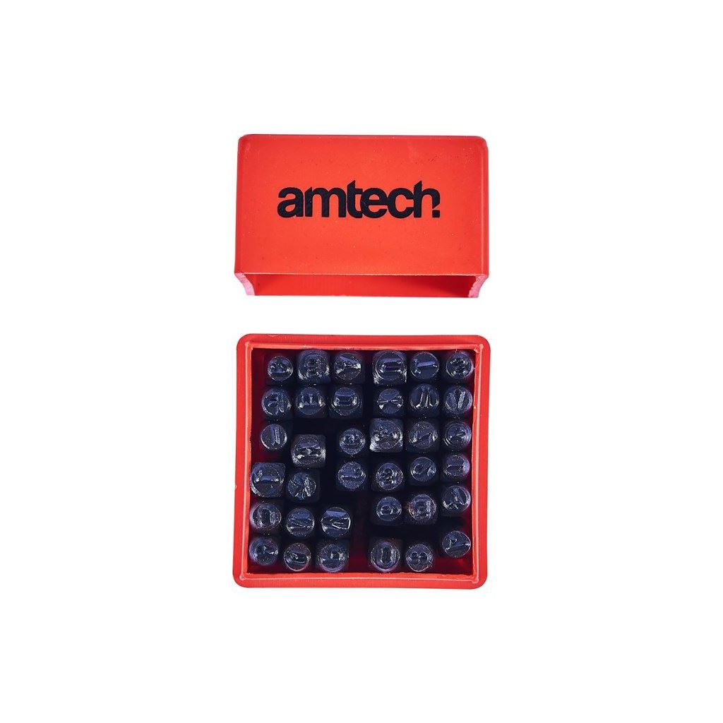 Amtech 36 Piece 5mm Stamping Number/Letter Punch Set Box Stamp Metal Steel Wood - H0500