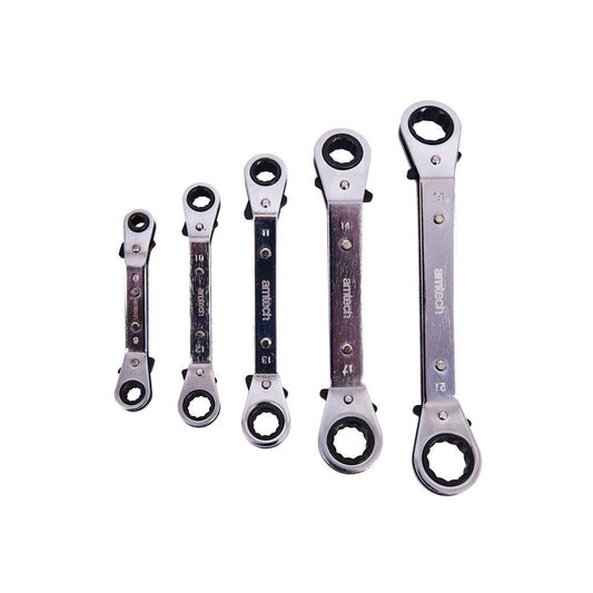 Amtech 5 Piece Offset Ratchet Ring Wrench Spanner Set Metric Hand Tools Diy - K1525