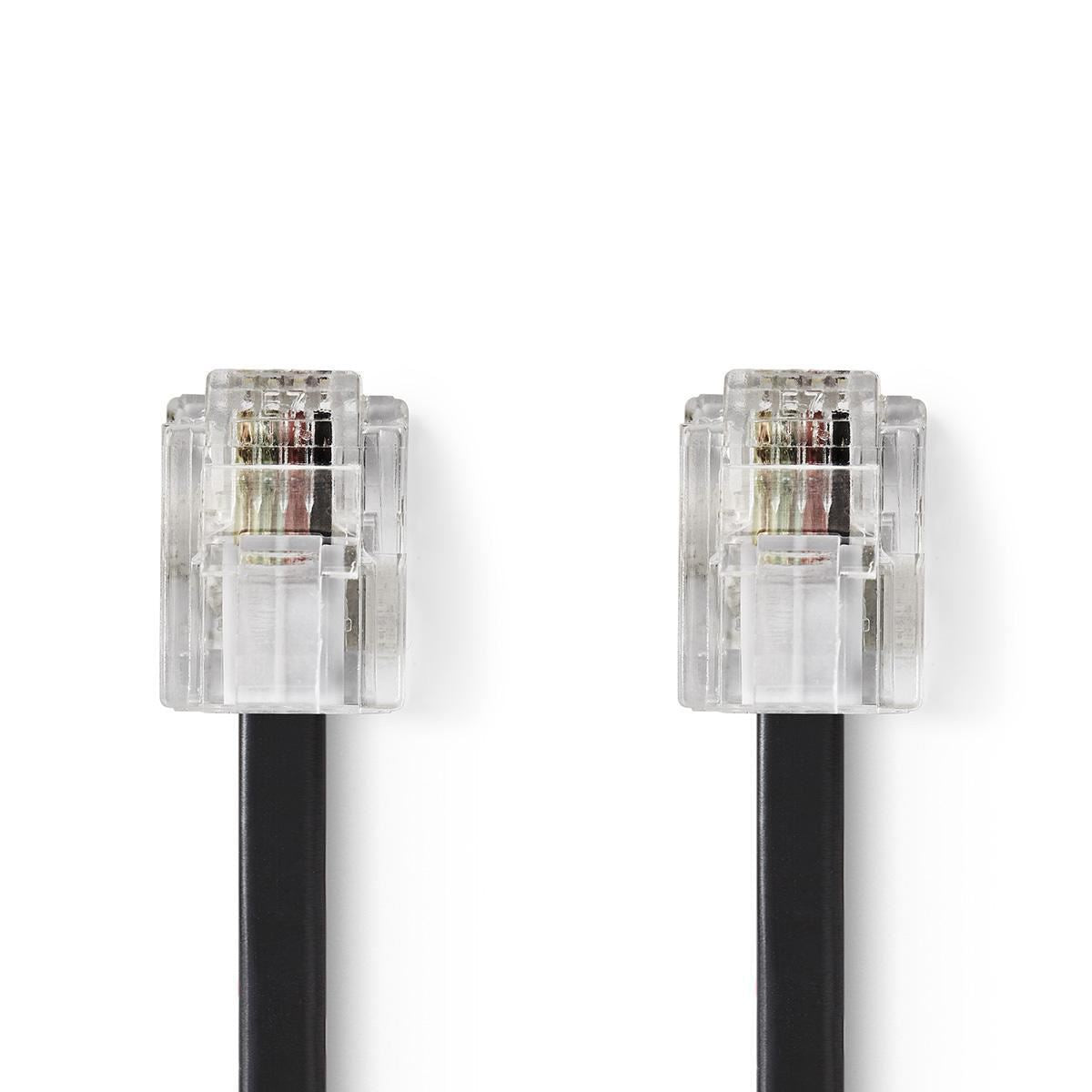 Nedis Telecom Cable RJ11 Male to RJ11 Male 2m Black TCGP90200BK20