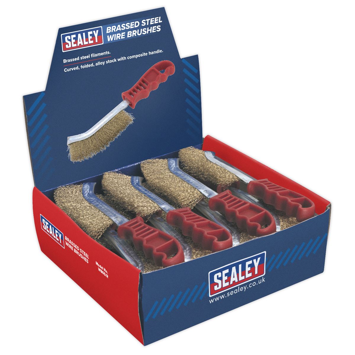 Sealey Wire Brush Brassed Steel Plastic Handle Display Box of 24 WB05DB24