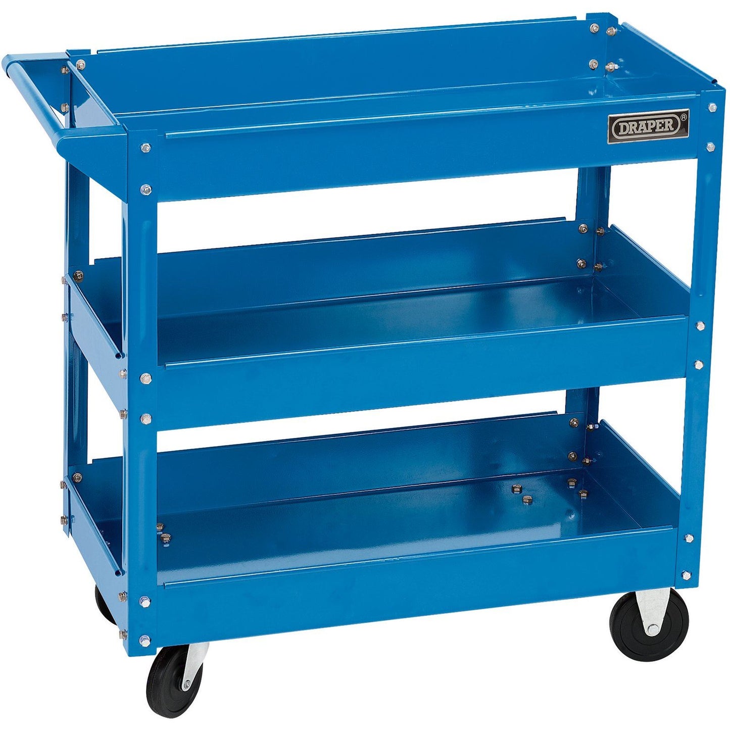 Draper 07630 Workshop Warehouse Tool Order Picking Trolley Wheels 3 Shelf Cart