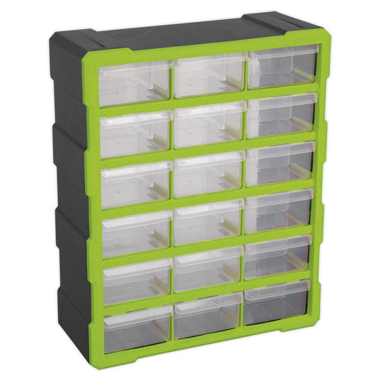 Sealey Cabinet Box 18 Drawer - Hi-Vis Green/Black APDC18HV