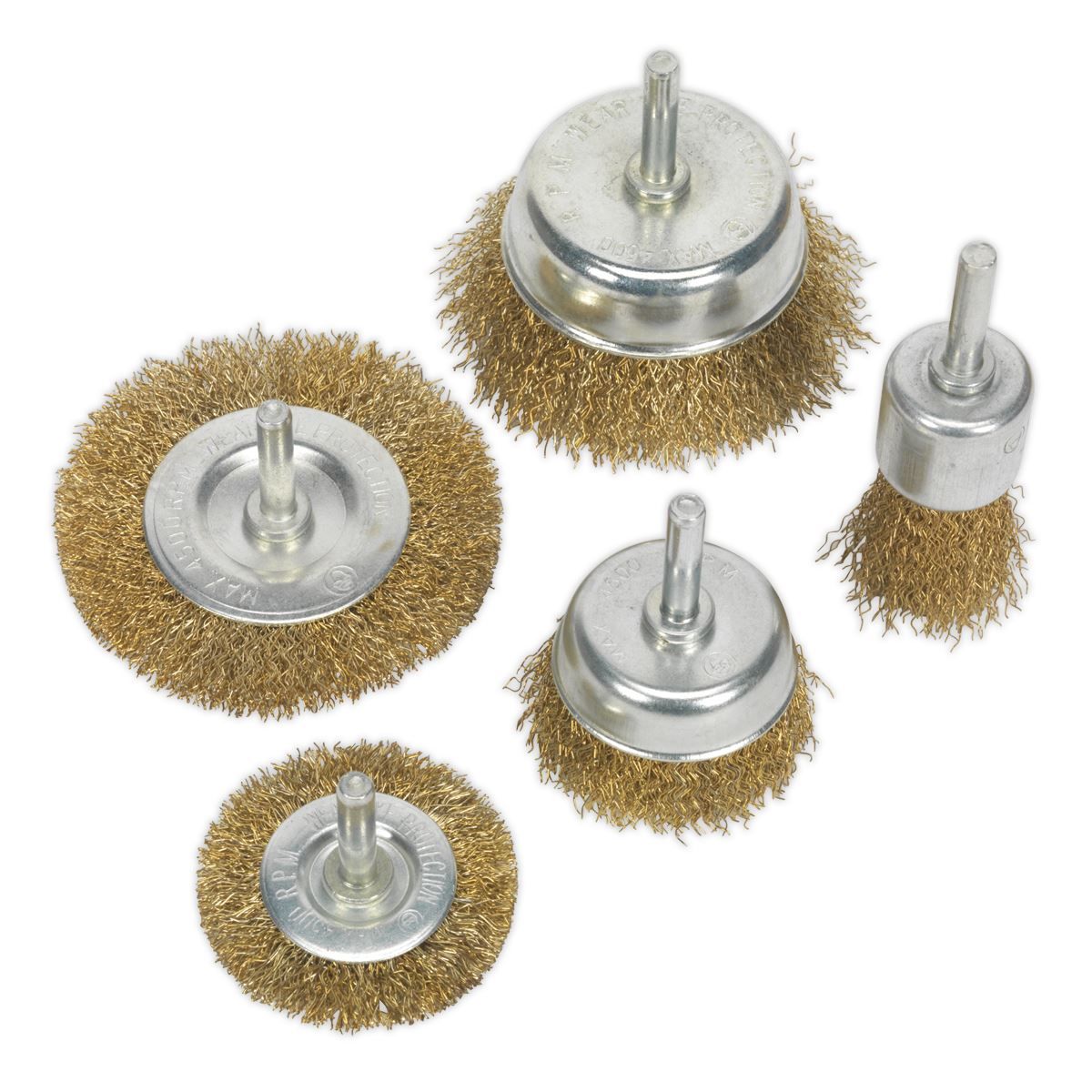 Sealey Wire Brush Set 5pc Brassed BWBS05