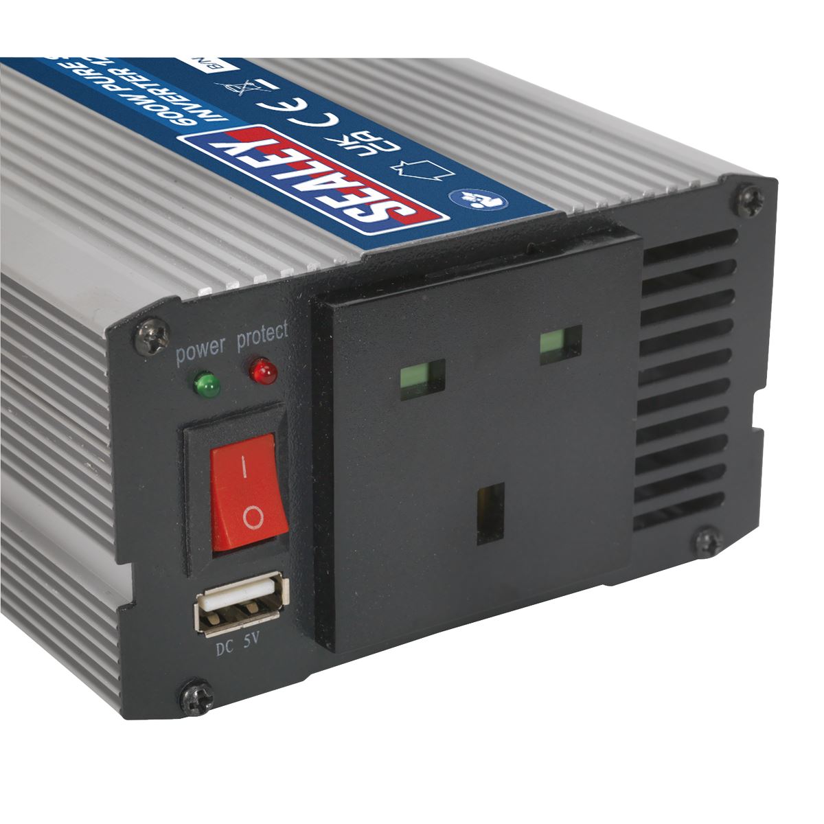 Sealey Power Inverter Pure Sine Wave 600W 12V DC - 230V 50Hz PSI600