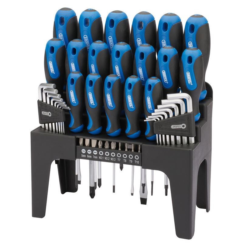 Draper 81294 Screwdriver Set with Storage Stand & Allen/Hex Key & Bit 44 Piece