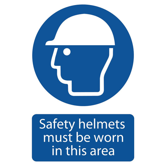 Draper Safety Helmet Must Be Worn Mandatory Self Adhesive Sign Notice - 72869