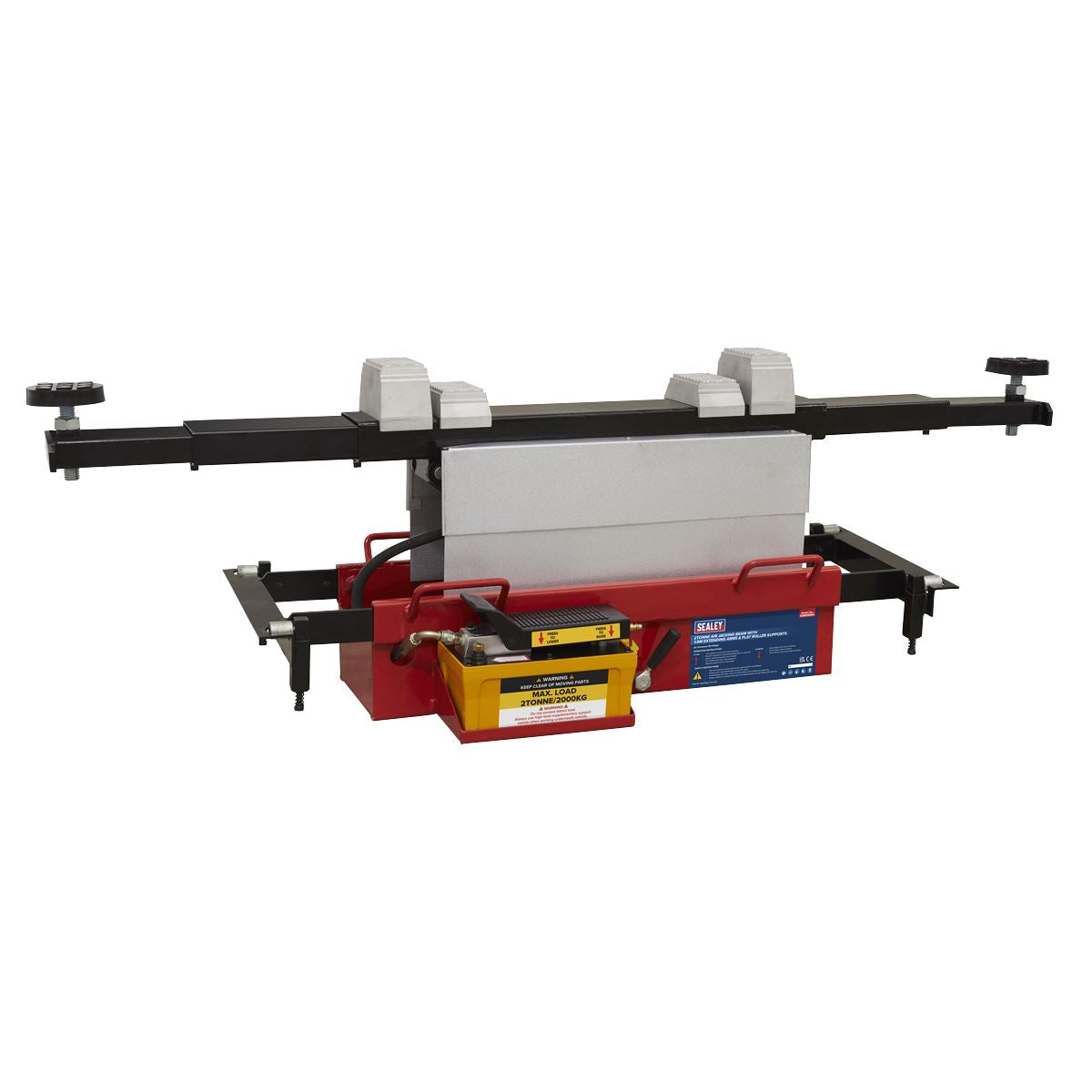 Sealey Air Jacking Beam 2tonne with Arm Extenders & Flat Roller Supports SJBEX200A