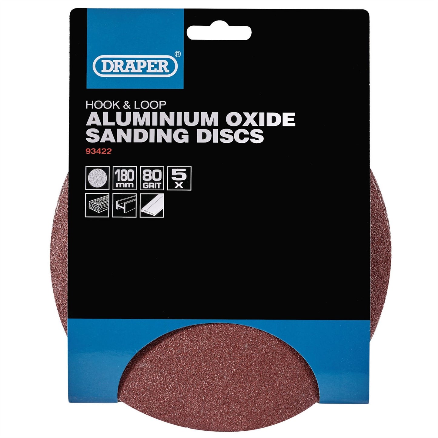 5Pc 80 GRIT SANDING DISCS Aluminium Oxide Hook & Loop 180mm Orbital Sander Pads - 93422