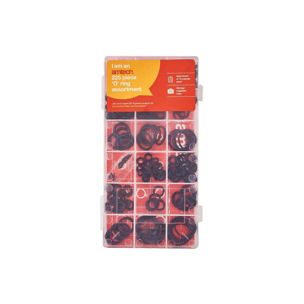 225 Piece O Rings Popular Sizes Tap Washer Gasket Plumbing Rubber Storage Case - S6240