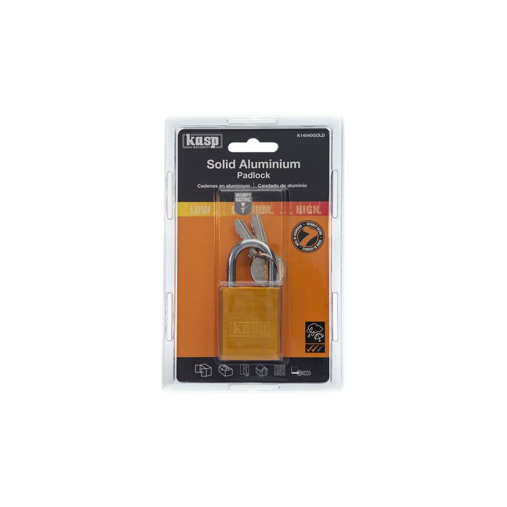 Kasp Aluminium Padlock 38mm Gold K14040GOLD