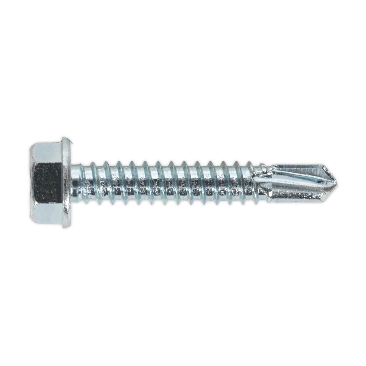 Sealey Self Drilling Screw 6.3 x 38mm Hex Head Zinc Pack of 100 SDHX6338