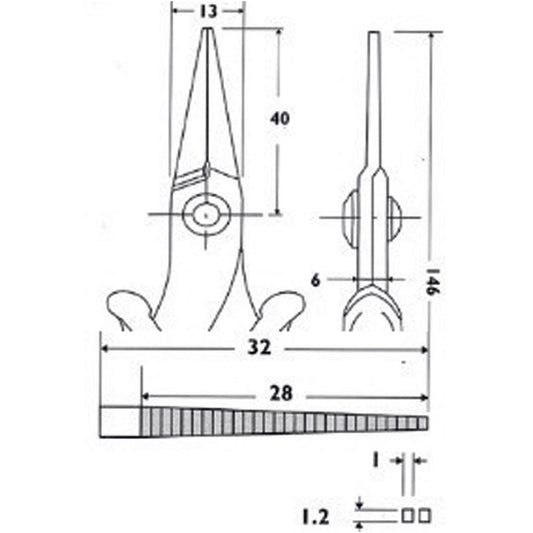 Piergiacomi Flatnose plier 146mm long - PG-PN2005