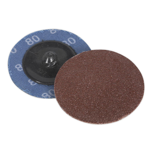 Sealey Quick-Change Sanding Disc 50mm 80Grit Pack of 10 PTCQC5080