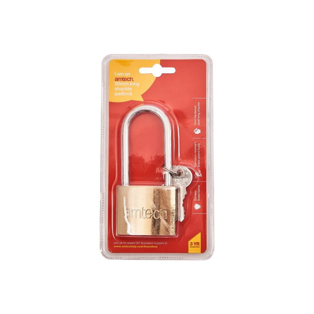 Amtech Heavy Duty 50mm Security Padlock Lock Garage Door Shed Outdoor+3 Keys - XXSEL50