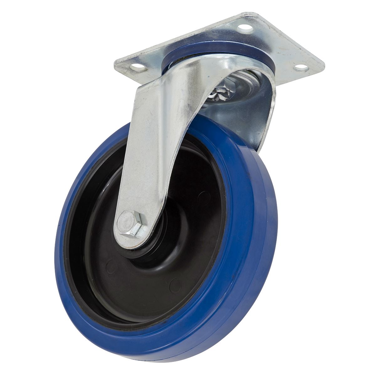 Sealey Heavy-Duty Blue Elastic Rubber Castor Wheel Swivel 200mm SCW3200SPEM